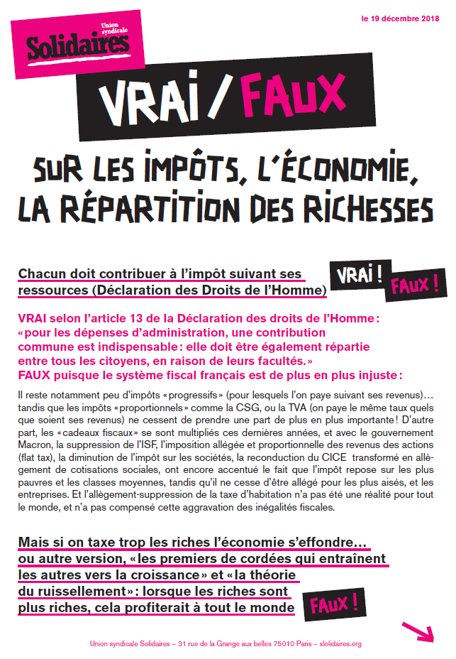 Lire la suite à propos de l’article Vrai/faux : Sur les impôts, l’Économie, la répartition des richesses.