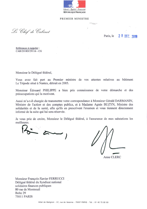 Lire la suite à propos de l’article Classement du tripode en site amianté : les Fédérations des Finances  interpellent les ministres