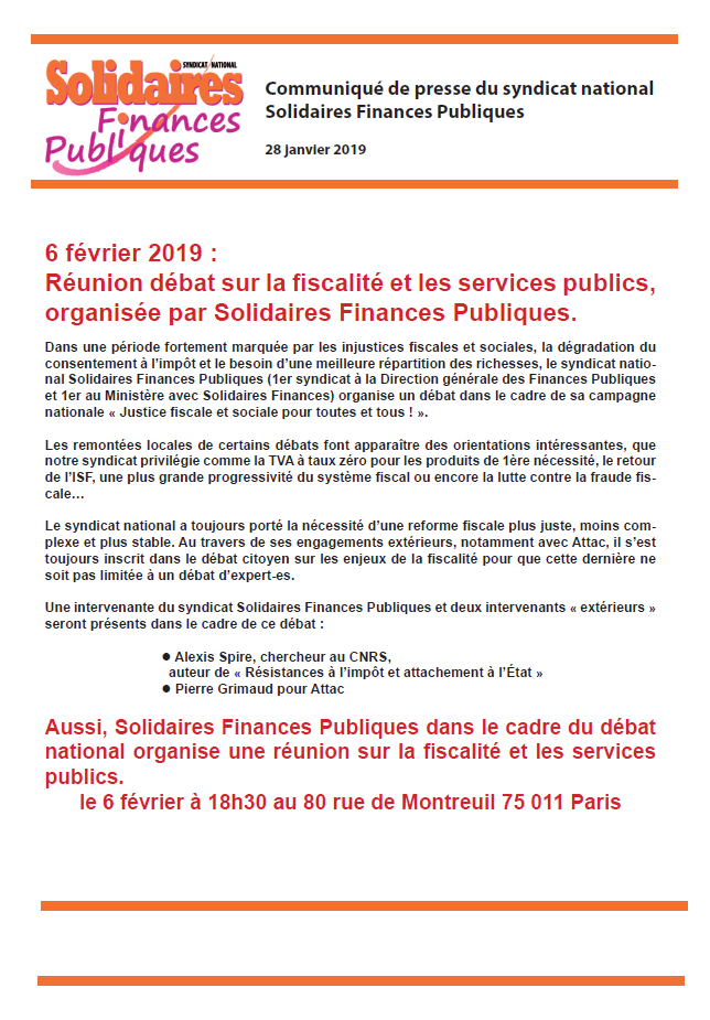 Lire la suite à propos de l’article 6 février :  Réunion débat sur la fiscalité et les services publics