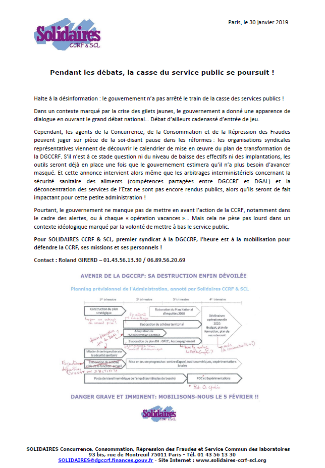 Lire la suite à propos de l’article DCCRF:  la casse du service public se poursuit !