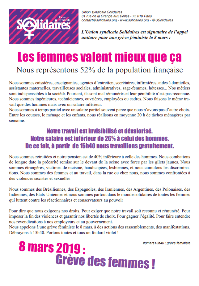 Lire la suite à propos de l’article 8 Mars 2019