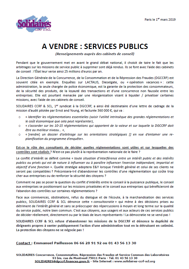 Lire la suite à propos de l’article Service Public à vendre !