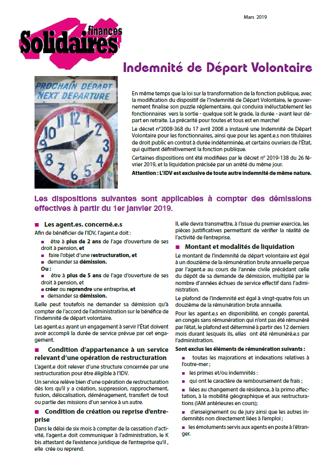 Lire la suite à propos de l’article Indemnité de Départ Volontaire