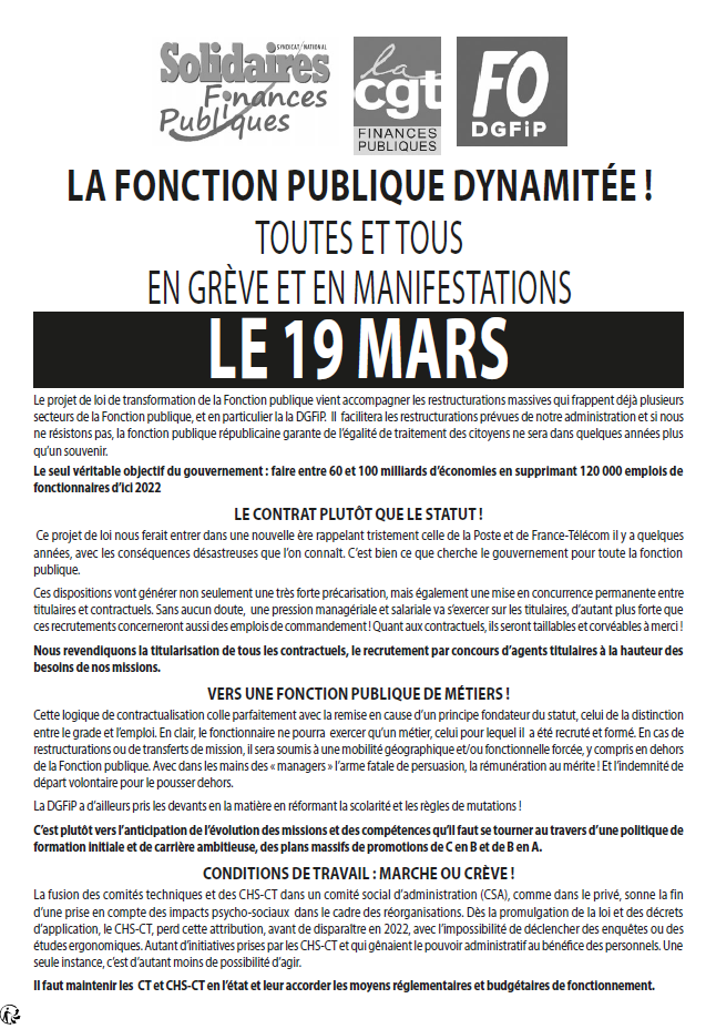 Lire la suite à propos de l’article 19 mars – Appel de l’intersyndicale DGFiP