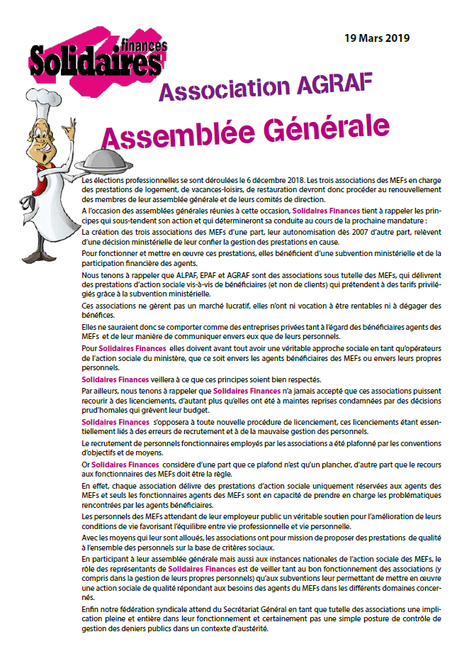Lire la suite à propos de l’article AG de l’AGRAF : Notre déclaration liminaire