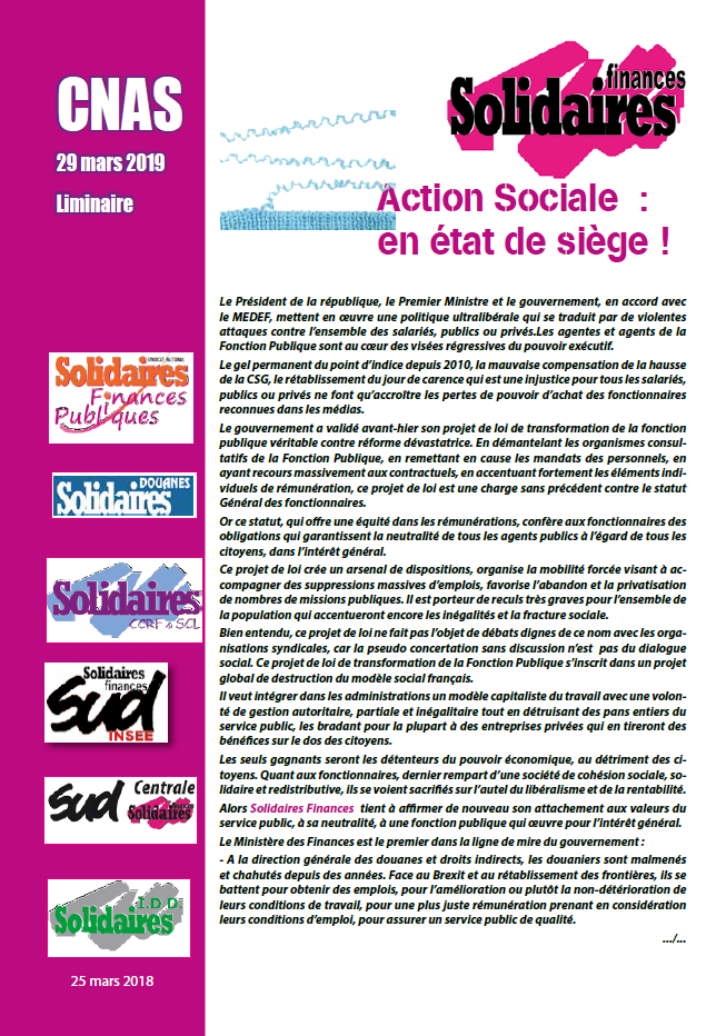 Lire la suite à propos de l’article CNAS du 29 mars 2019