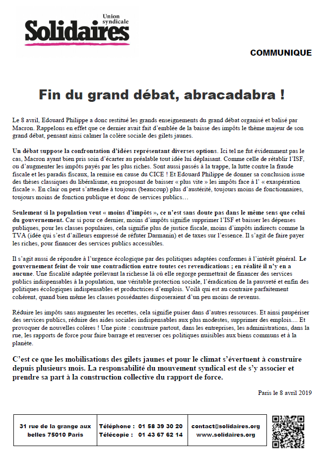 Lire la suite à propos de l’article Fin du grand débat, abracadabra !