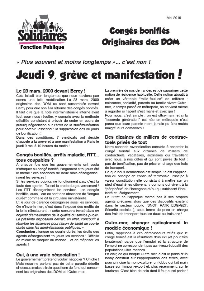 Lire la suite à propos de l’article Originaires des Dom: Non à la réforme des Congés Bonifiés