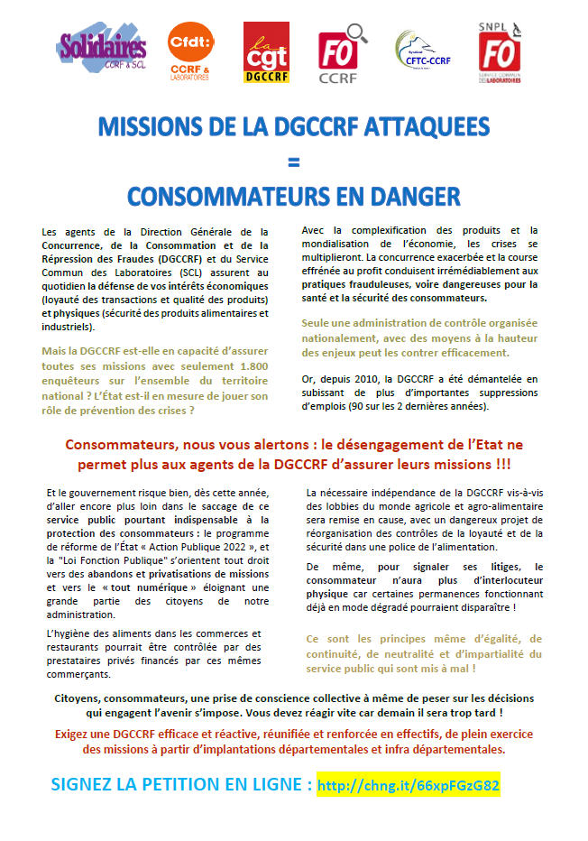 Lire la suite à propos de l’article Missions de la DGCCRF attaquées = consommateurs en danger !