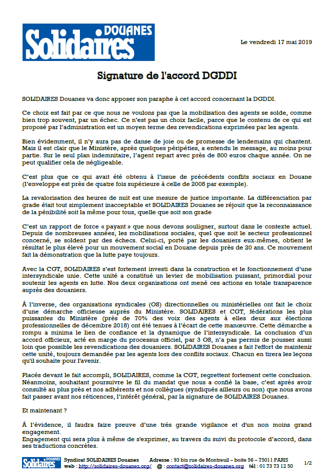 Lire la suite à propos de l’article DGDDI :  Après 3 mois de conflit, un accord