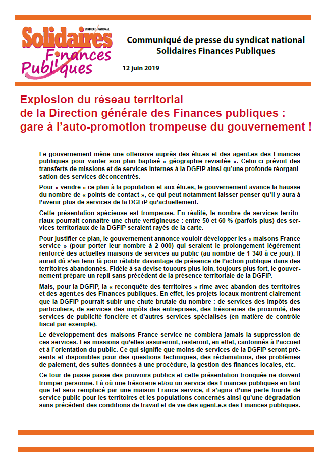 Lire la suite à propos de l’article Explosion du réseau territorial de la DGFiP !