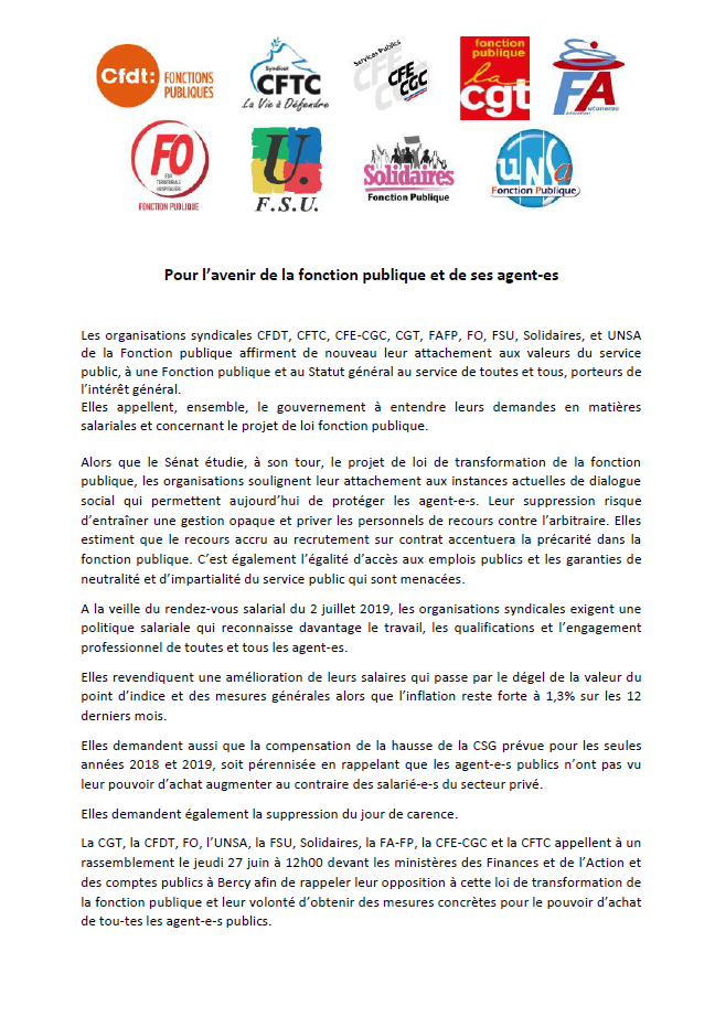 Lire la suite à propos de l’article 27 juin: Appel à la mobilisation de l’Intersyndicale Fonction Publique