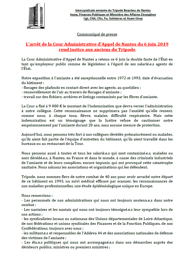 Lire la suite à propos de l’article La Cour Administrative d’Appel de Nantes a retenu ce 6 juin la double faute de l’État en tant qu’employeur public comme de législateur à l’égard de ses salarié.e.s agents de l’État.