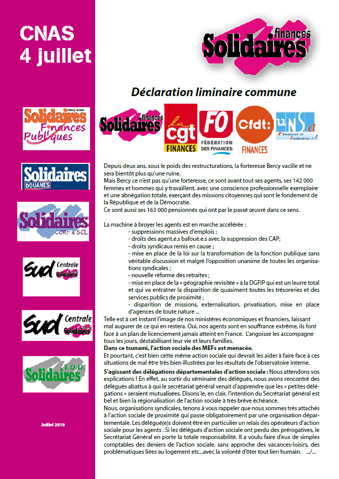 Lire la suite à propos de l’article CNAS du 4 juillet – Action sociale:  En attente de décisions pour son avenir