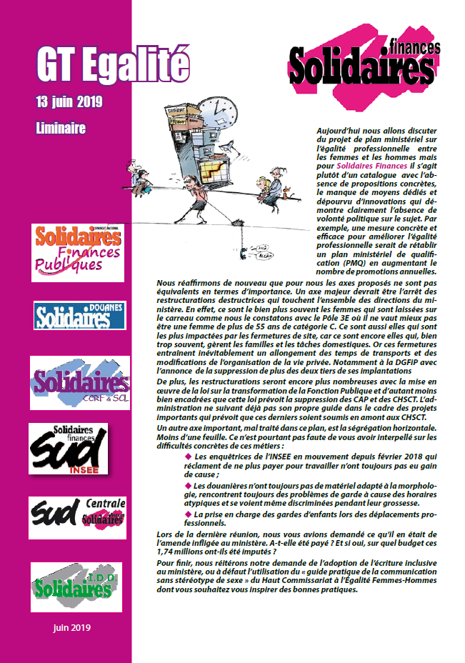 Lire la suite à propos de l’article Groupe de travail du 13 juin 2019