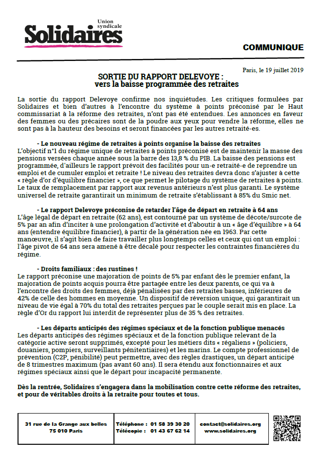 Lire la suite à propos de l’article Vers la baisse programmée des retraites !