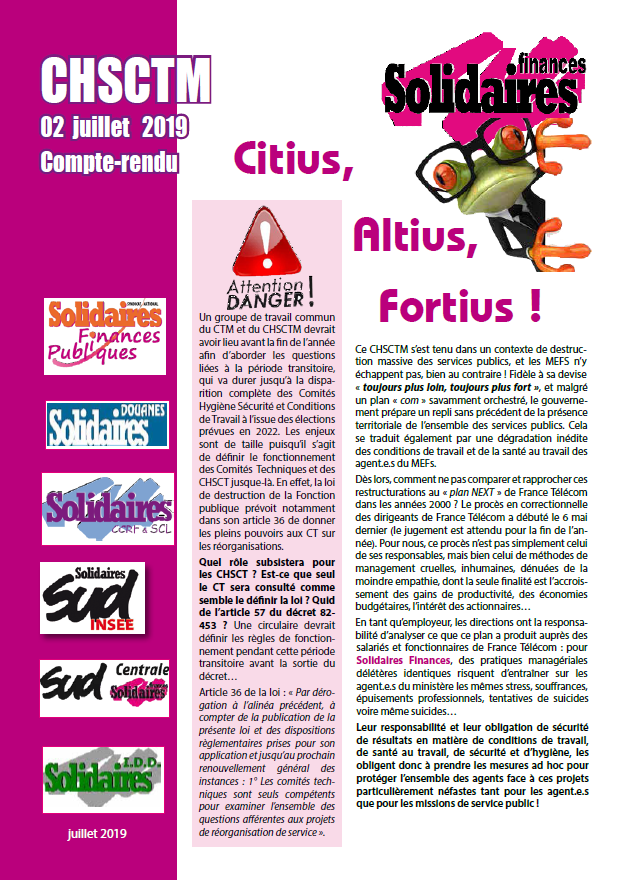 Lire la suite à propos de l’article CHSCTM du 2 Juillet 2019 – Compte rendu