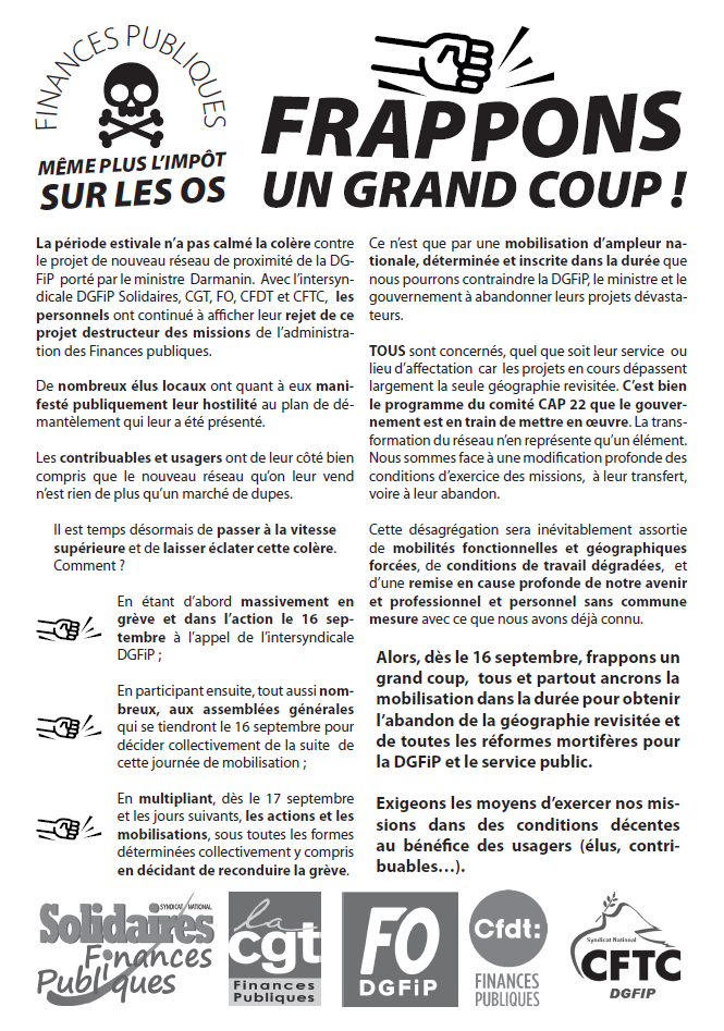 Lire la suite à propos de l’article DGFiP 16 septembre: FRAPPONS UN GRAND COUP !