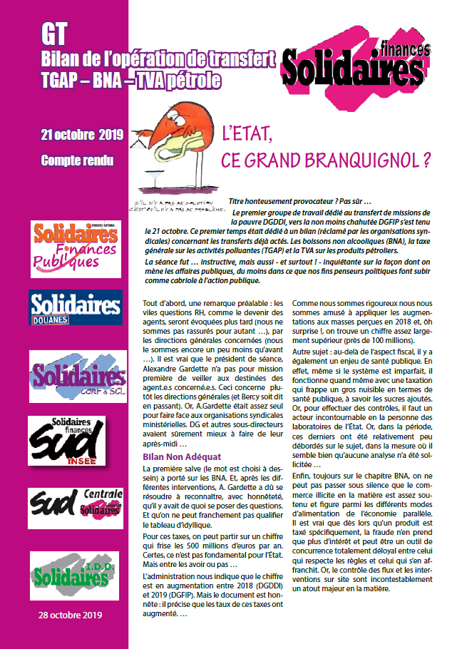 Lire la suite à propos de l’article Bilan de l’opération  de transfert de missions de la DGDDI à la DGFiP