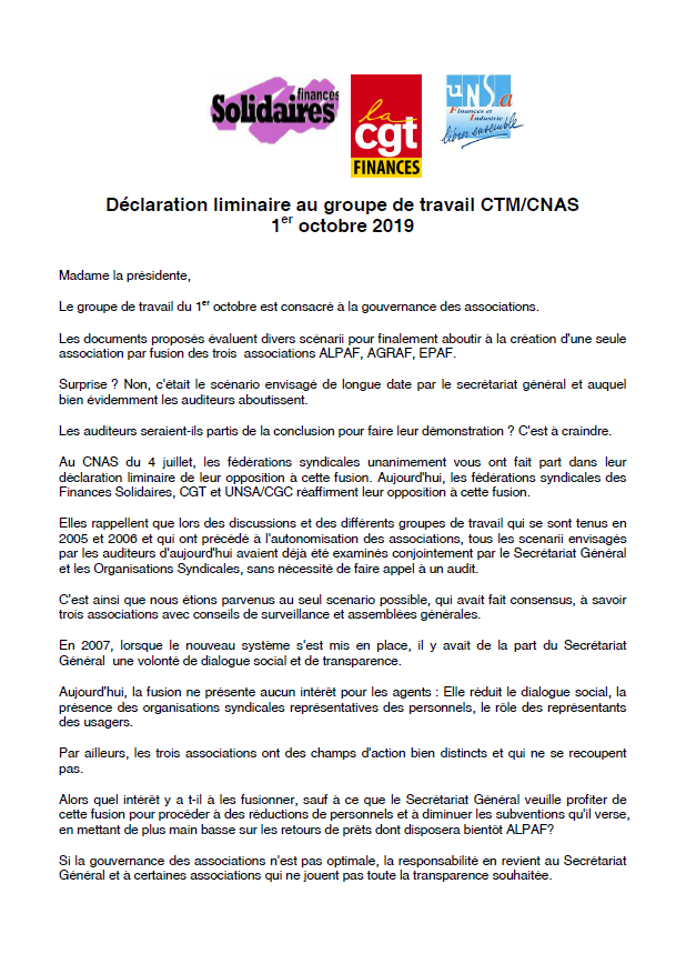 Lire la suite à propos de l’article Liminaire au groupe de travail CTM/CNAS sur la gouvernance de l’action sociale !