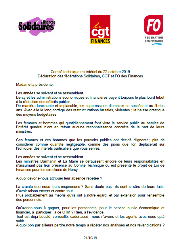 Lire la suite à propos de l’article CTM du 22 octobre  : Arrêtons la mascarade !
