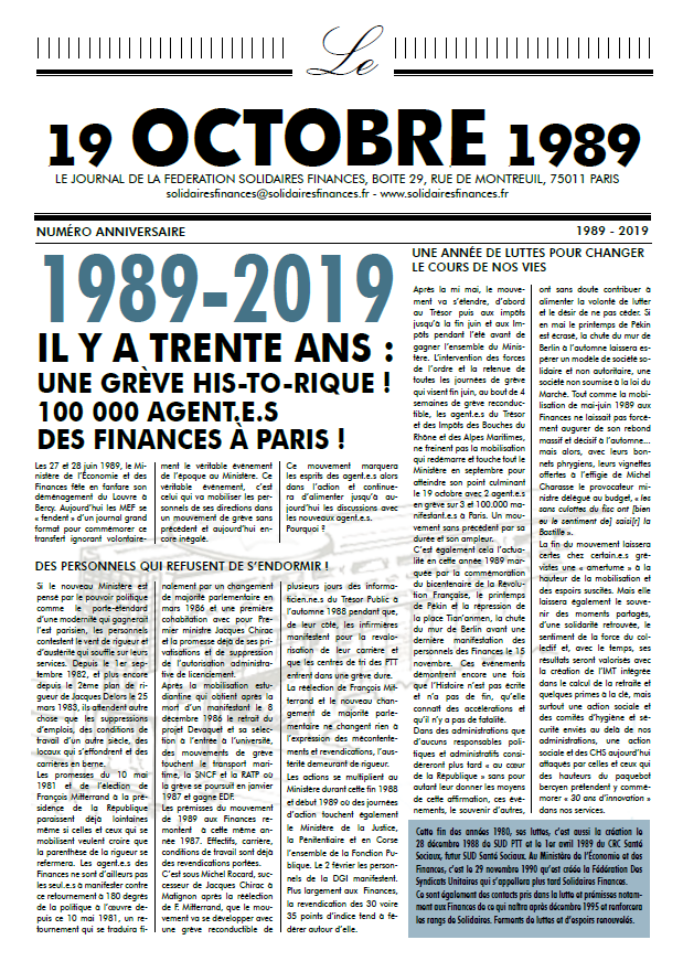 Lire la suite à propos de l’article 100 000 AGENT.E.S DES FINANCES À PARIS ! IL Y A TRENTE ANS : UNE GRÈVE HIS-TO-RIQUE