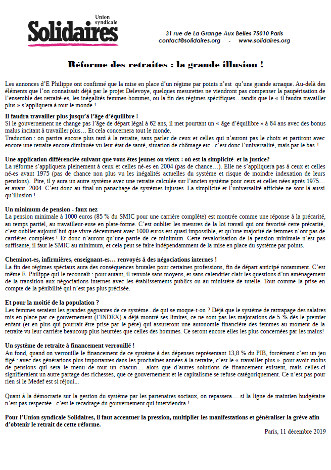 Lire la suite à propos de l’article Réforme des retraites : la grande illusion !