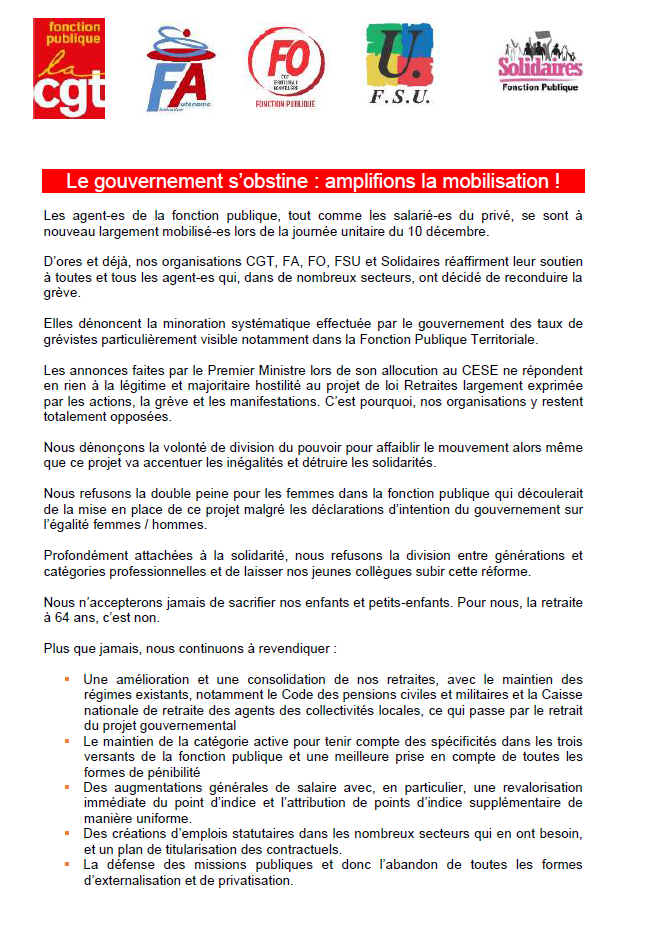 Lire la suite à propos de l’article Le gouvernement s’obstine : amplifions la mobilisation !