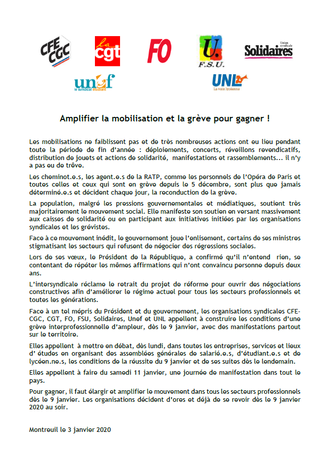 Lire la suite à propos de l’article Amplifier la mobilisation et la grève pour gagner !