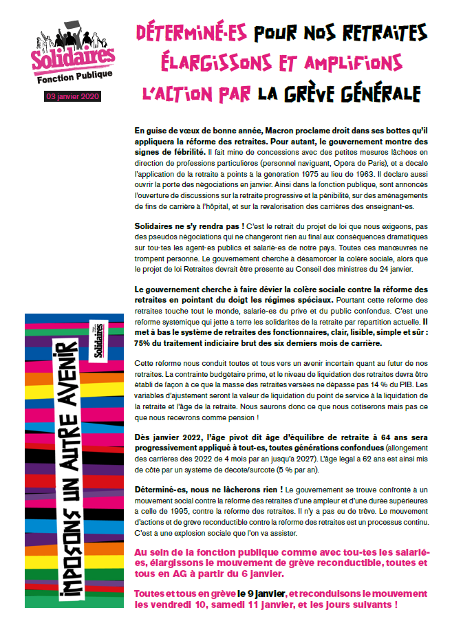Lire la suite à propos de l’article Déterminé.e.s  pour nos retraites :  Elargissons et Amplifions l’action !