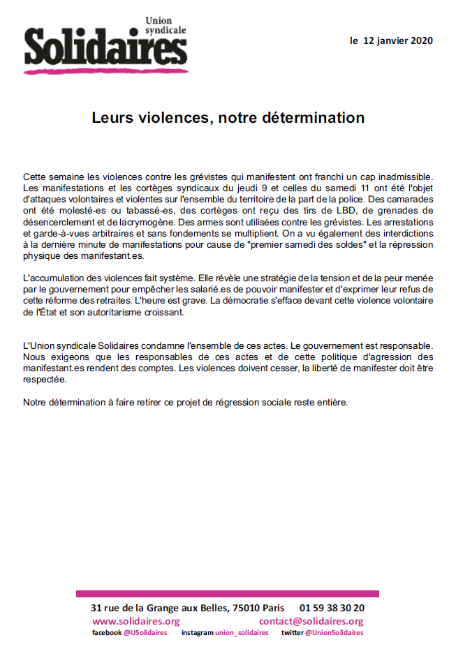 Lire la suite à propos de l’article Face à leurs violences , notre détermination !