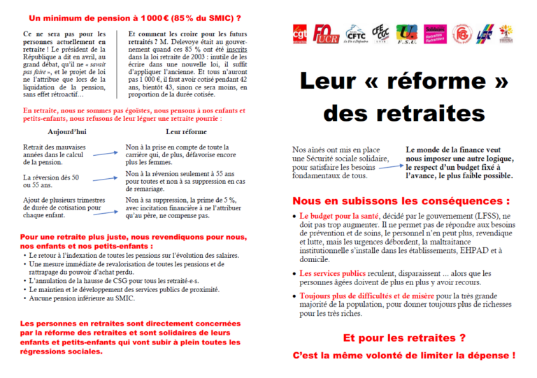 Lire la suite à propos de l’article Communiqué de l’intersyndicale des retraité.e.s.