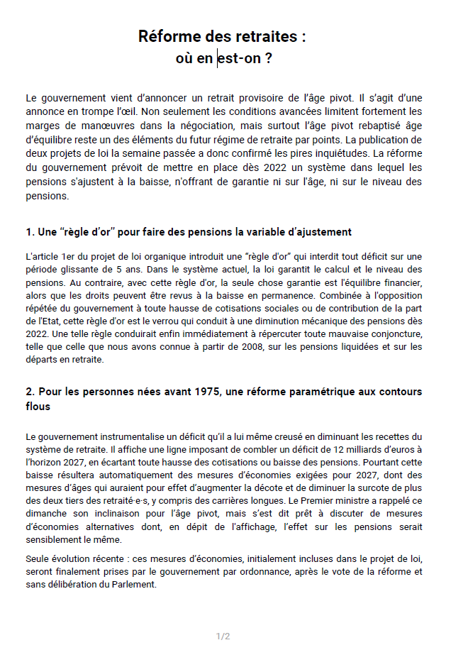 Lire la suite à propos de l’article Annonce en trompe l’oeil  Communiqué du réseau retraites.