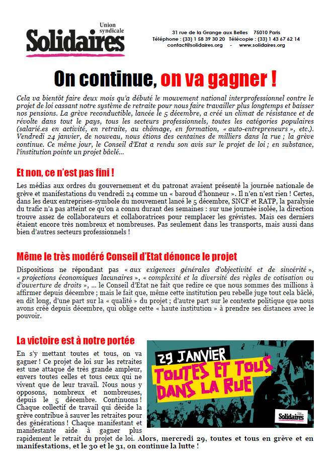 Lire la suite à propos de l’article On continue, on va gagner !