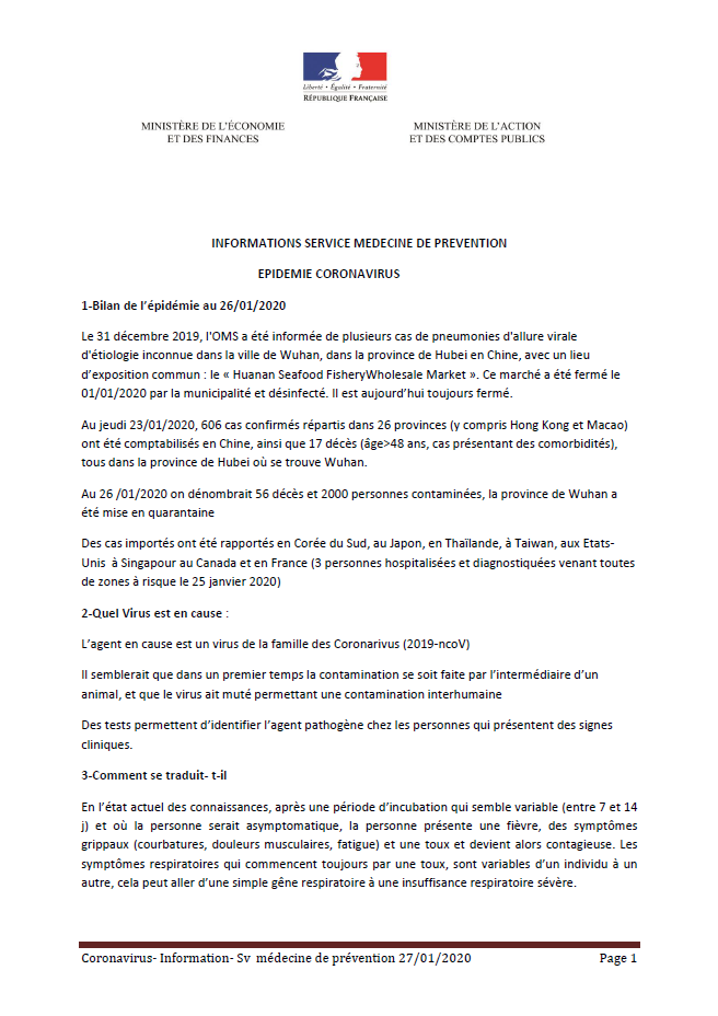 Lire la suite à propos de l’article Epidémie coronavirus