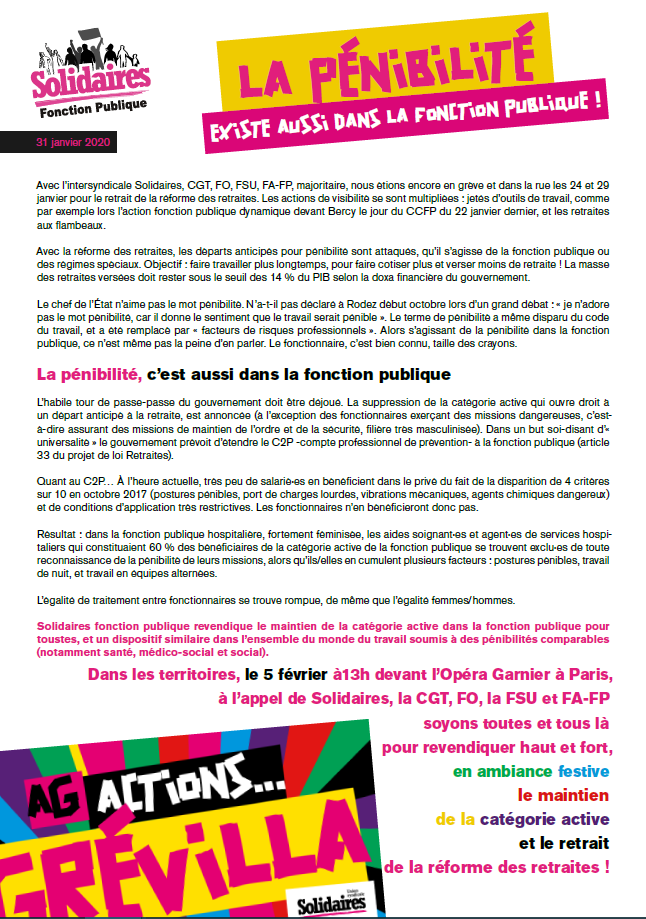 Lire la suite à propos de l’article La pénibilité existe aussi dans la fonction Publique !