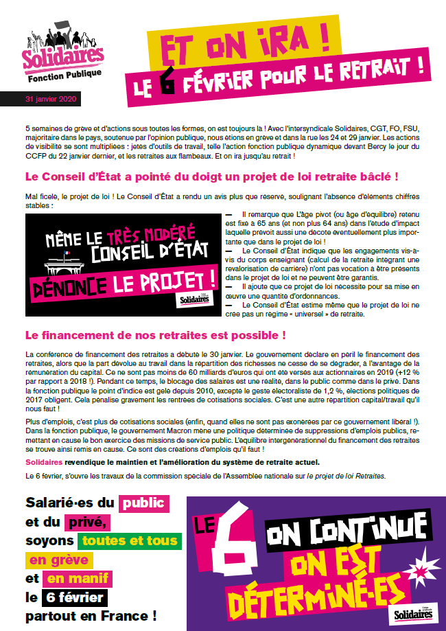 Lire la suite à propos de l’article 6 février Partout en France  soyons toutes et tous en grève et en manif !
