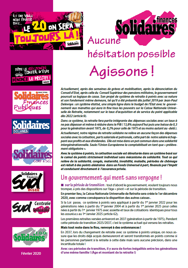 Lire la suite à propos de l’article 20 février  Aucune hésitation possible Agissons !
