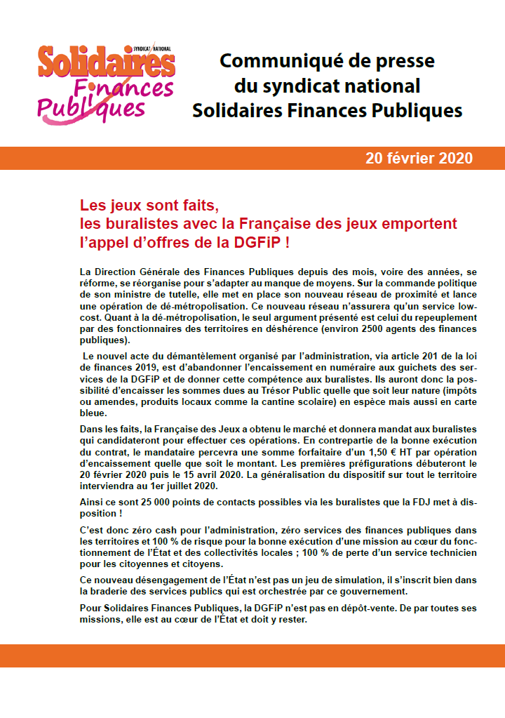 Lire la suite à propos de l’article La DGFiP n’est pas un dépôt-vente !