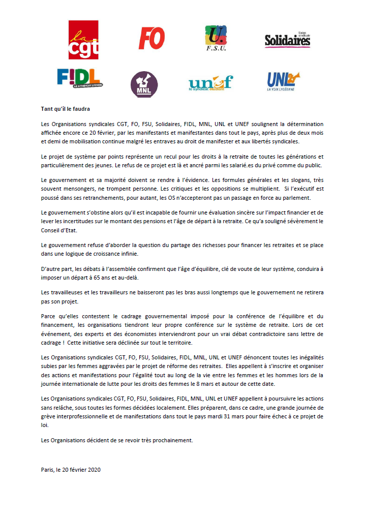 Lire la suite à propos de l’article Sans relâche : Poursuivre l’Action !