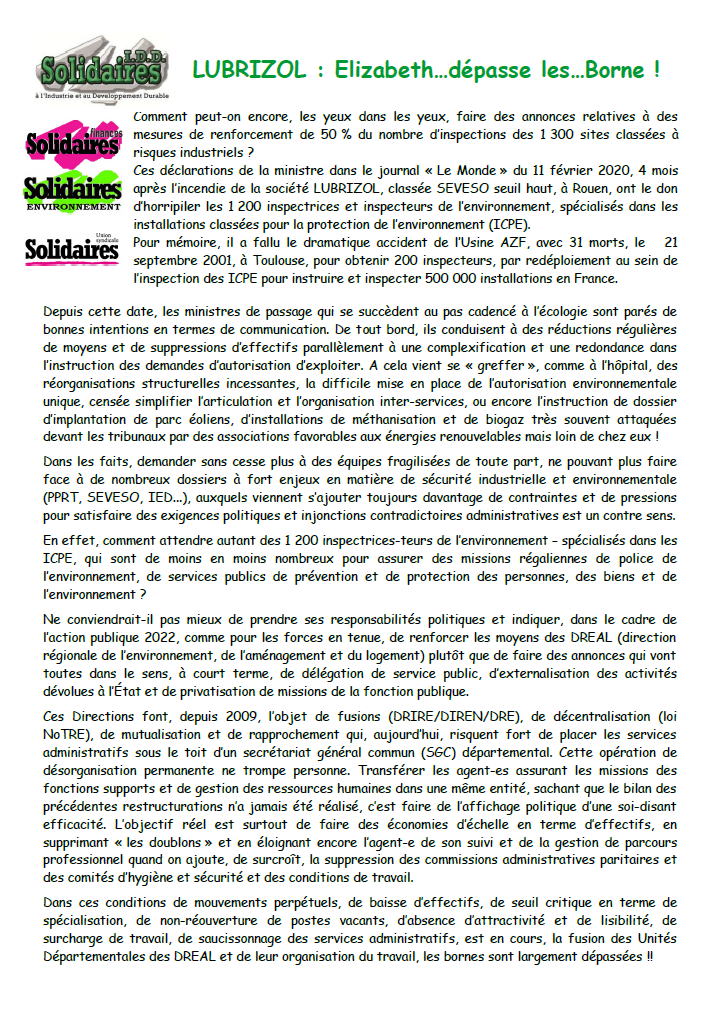 Lire la suite à propos de l’article Lubrizol :  Quand la ministre dépasse les Bornes !