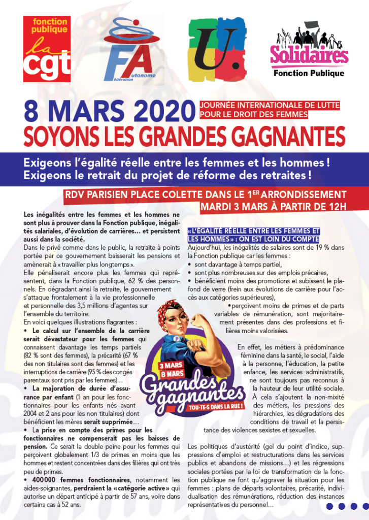 8 MARS 2020 Soyons les Grandes Gagnantes !