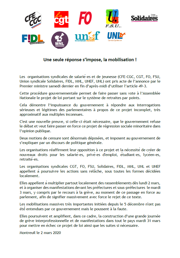 Lire la suite à propos de l’article 49-3 : Déni de démocratie !