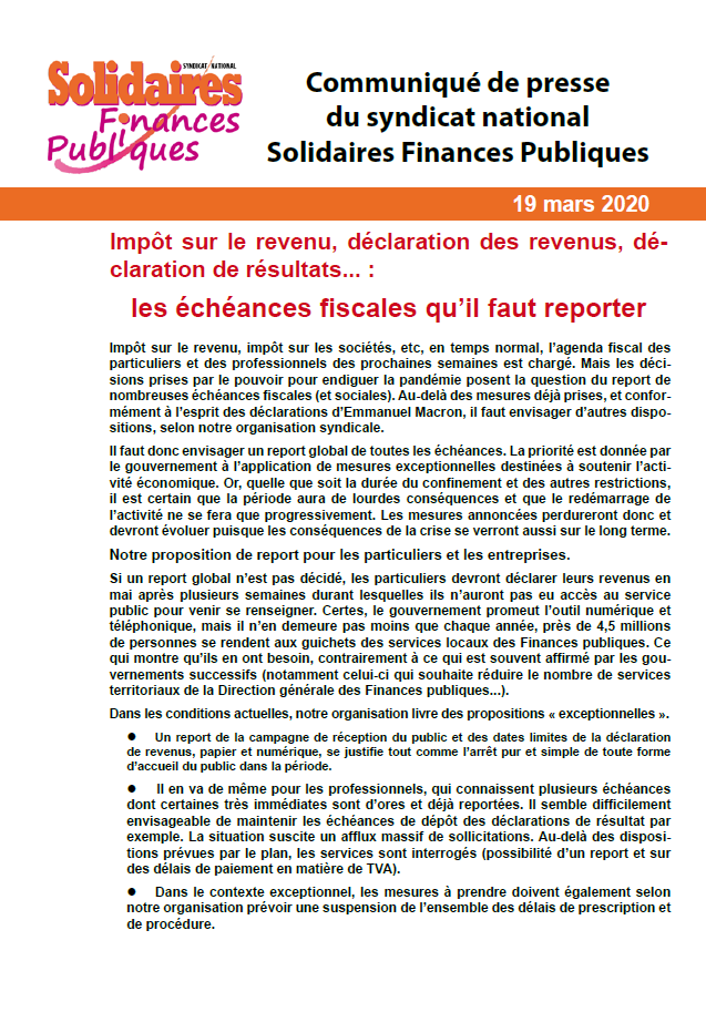 Lire la suite à propos de l’article Les échéances fiscales qu’il faut reporter !