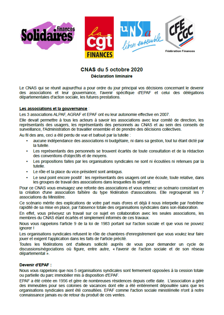 CNAS du 5 octobre : Quel avenir pour l’Action Sociale ministérielle ?