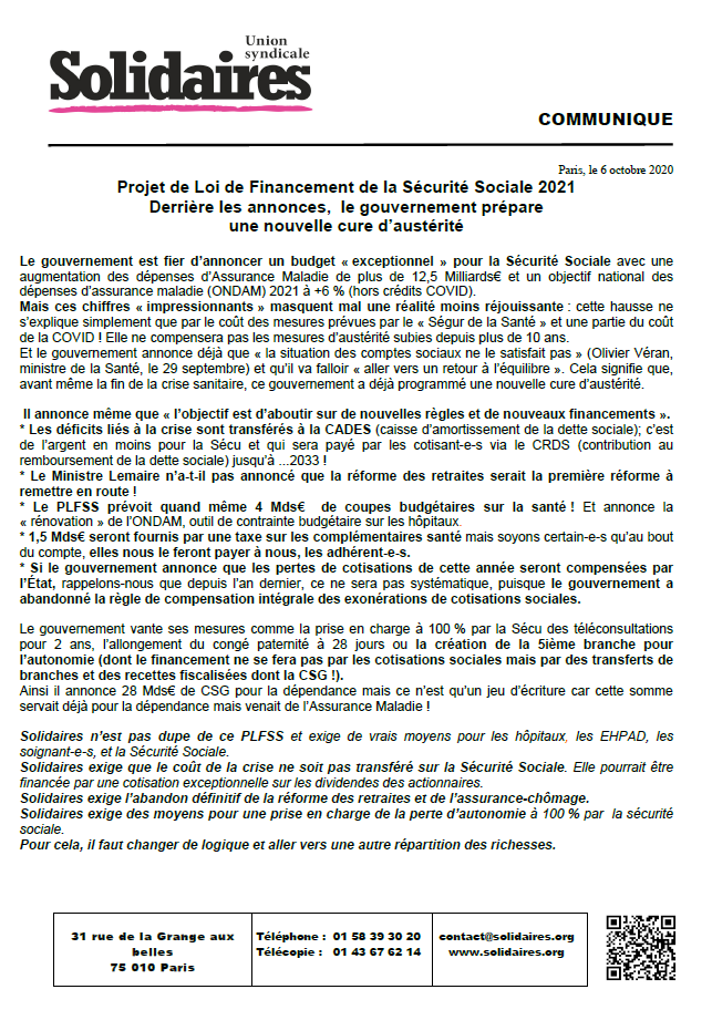 Lire la suite à propos de l’article PLFSS : Nouvelle cure d’austérité