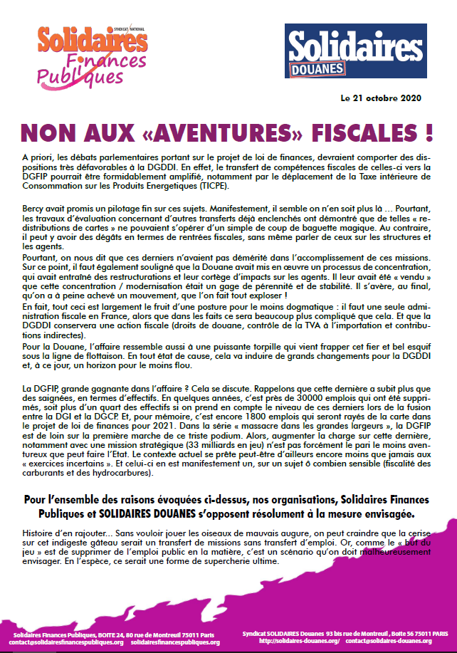 Lire la suite à propos de l’article Non aux « aventures » fiscales !
