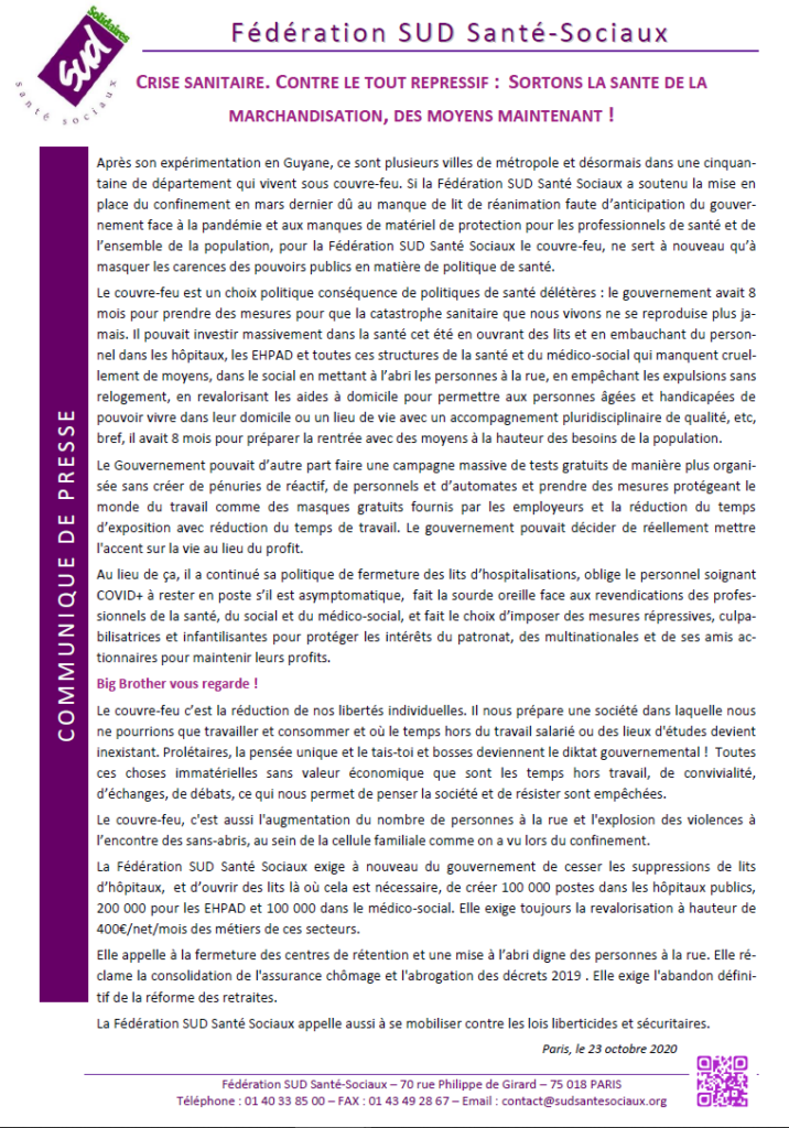 Des moyens maintenant ! Sortons la santé de la Marchandisation !