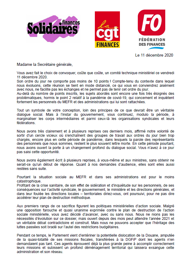 Lire la suite à propos de l’article Boycott du CTM 11 décembre 2020 – Déclaration des Fédérations .