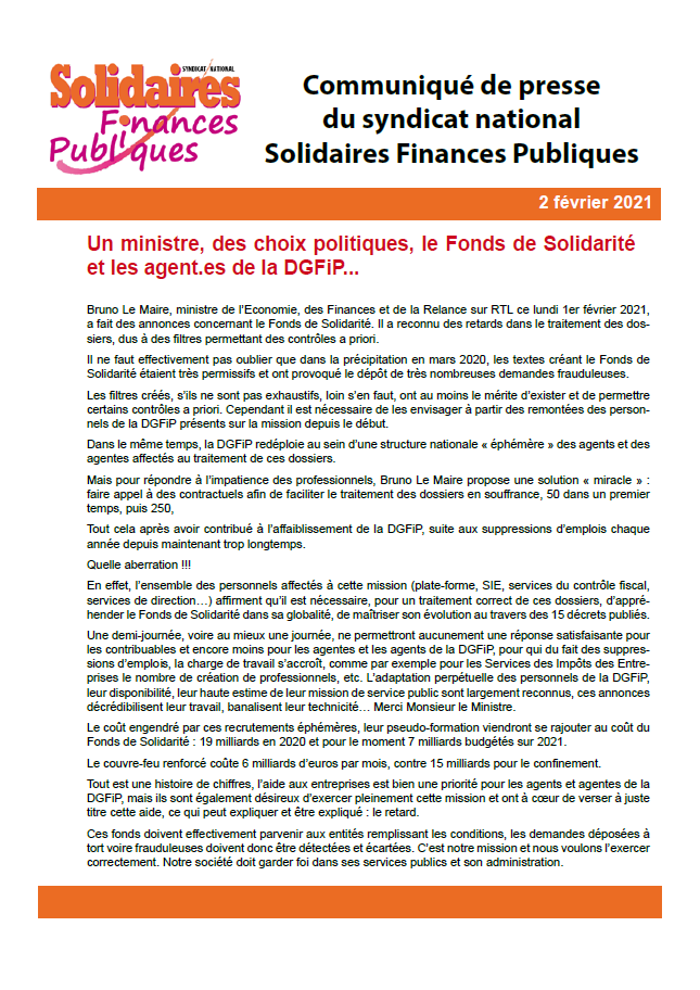 Lire la suite à propos de l’article Fonds national de Solidarité